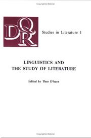 Cover of: Linguistics and the Study of Literature (DQR Studies in Literature 1) (Costerus New Series)
