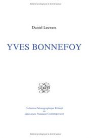 Cover of: Yves Bonnefoy