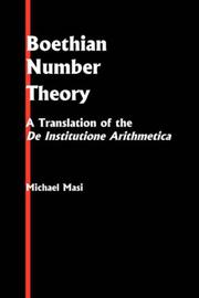Cover of: Boethian Number Theory: A Translation of the De Institutione Arithmetica (Studies in Classical Antiquity)