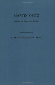 Cover of: Martin OpitzStudien zu Werk und Person (Daphnis 11, Heft 3) by Barbara Becker-Cantarino