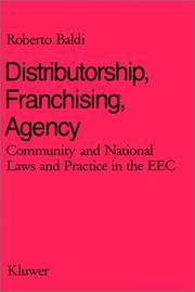 Cover of: Distributorship, Franchising, Agency