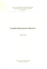 Cover of: Swedish dimensional adjectives by Anna Vogel