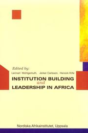 Cover of: Institution building and leadership in Africa