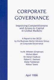 Cover of: Corporate Governance: Improving Competitiveness and Access to Capital in