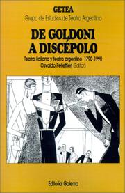 Cover of: De Goldoni a Discépolo by Osvaldo Pellettieri (editor).