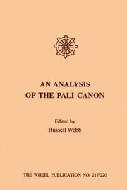 Cover of: An Analysis of the Pali Canon