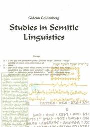 Cover of: Studies in Semitic linguistics by Gideon Goldenberg