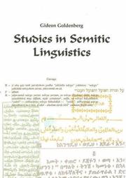 Cover of: Studies in Semitic linguistics by Gideon Goldenberg, Gideon Goldenberg