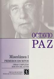 Cover of: Miscelanea I/ Miscellaneous I: Primeros Escritos (Obras Completas)