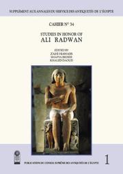 Cover of: Annales Du Service des Antiquites de L'Egypte Cahier No. 34: Studies in Honor of Ali Radwan