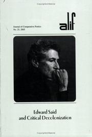 Cover of: Edward Said and Critical Decolonization (Alif: Journal of Comparative Poetics)