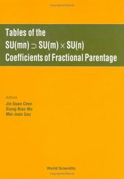 Cover of: Tables of the Su: Coefficients of Fractional Parentage (Mn)