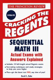 Cover of: Cracking the Regents Exams: Sequential Math III  1998-99 Edition (Princeton Review Series)