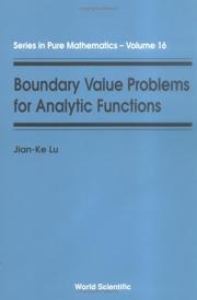 Cover of: Boundary value problems for analytic functions