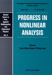 Cover of: Progress in Nonlinear Analysis: Proceedings of the Second International Conference on Nonlinear Analysis Nankai University, Tianjin, China 14-19 June 1999 ... Applied Mathematics and Theoretical Physics)