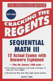 Cover of: Princeton Review: Cracking the Regents: Sequential Math III, 1999-2000 Edition (Princeton Review Series)