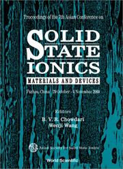 Cover of: Solid state ionics: materials and devices : Fuzhou, China, 29 October-4 November 2000