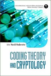 Cover of: Coding theory and cryptology by editor, Harald Niederreiter.