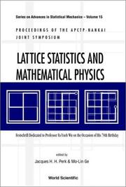 Cover of: Lattice statistics and mathematical physics by APCTP-Nankai Joint Symposium (2001 Tianjin, China)