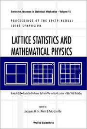 Lattice statistics and mathematical physics by APCTP-Nankai Joint Symposium (2001 Tianjin, China), APCTP-NANKAI JOINT SYMPOSIUM, F. Y. Wu