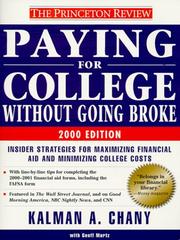 Cover of: Princeton Review: Paying for College Without Going Broke, 2000 Edition (Paying for College, 2000)