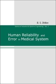 Cover of: Human reliability and error in medical system