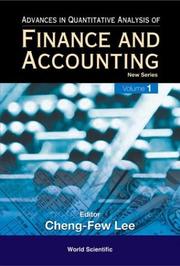 Cover of: Advances in Quantitative Analysis of Finance and Accounting: New Series (Advances in Quantitative Analysis of Finance and Accounting, Vol. 1)