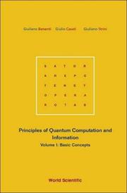 Cover of: Principles of Quantum Computation and Information Vol. 1 by Giuliano Benenti, Giulio Casati, Giuliano Strini