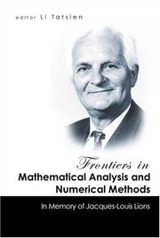 Cover of: Frontiers in mathematical analysis and numerical methods | 