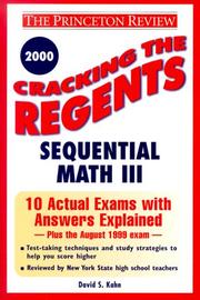 Cover of: Cracking the Regents Sequential Math III, 2000 Edition