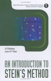 Cover of: An Introduction to Stein's Method (Lecture Notes Series, Institute for Mathematical Sciences, Vol. 4) (Lecture Notes Series, Institute for Mathematical Sciences, National University of Singapore)