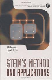 Cover of: Stein's Method and Applications (Lecture Notes Series, Institute for Mathematical Sciences, Vol. 5) (Lecture Notes Series, Institute for Mathematical Sciences, N)