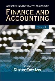 Cover of: Advances in Quantitative Analysis of Finance and Accounting by Cheng-Few Lee, Cheng-Few Lee