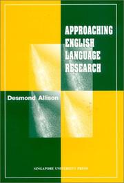 Cover of: Approaching English Language Research by Desmond Allison