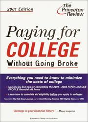 Cover of: Paying for College Without Going Broke, 2001 Edition (Paying for College Without Going Broke)