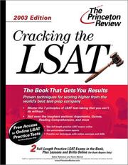 Cover of: Cracking the LSAT, 2003 Edition (Graduate Test Prep) by Adam Robinson, Rob Tallia