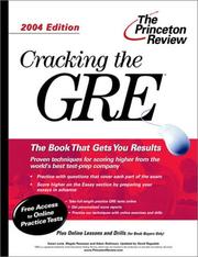 Cover of: Cracking the GRE, 2004 Edition (Graduate Test Prep) by Karen Lurie, Magda Pecsenye, Adam Robinson