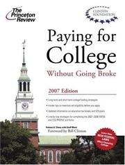 Cover of: Paying for College Without Going Broke 2007 (College Admissions Guides)