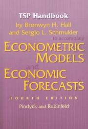 Cover of: TSP Handbook to Accompany Econometric Models and Economic Forecasts by Pindyck and Rubenfeld