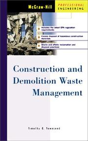 Cover of: Construction and Demolition Waste Management