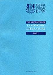 Cover of: The Kew Record of Taxonomic Literature Relating to Vascular Plants