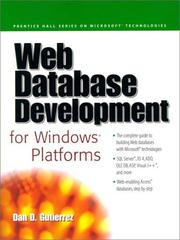 Web Database Development for Windows Platforms by Dan D. Gutierrez