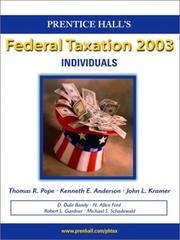 Cover of: Prentice Hall Federal Taxation 2003, Individuals and Tax Analyst OneDisc Tax Research Program