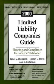 Cover of: 2000 Limited Liability Companies Guide: Planning and Compliance for Today's Practitioner