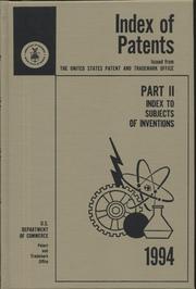 Cover of: Index of Patents, 1994, Pt. 2, Index to Subjects of Inventions