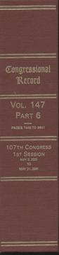 Cover of: Congressional Record, V. 147, Pt. 6, May 9, 2001 to May 21, 2001 by U. S. Congress