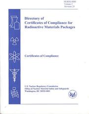 Cover of: Directory of Certificates of Compliance for Radioactive Materials Packages: Certificates of Compliance