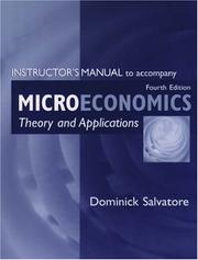 Cover of: Instructor's Manual to Accompany Microeconomics: Theory and Applications