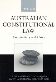 Cover of: Australian Constitutional Law by Suri Ratnapala, Cornelia Koch, John Thomas, Vanitha Karean