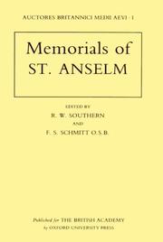Cover of: Memorials of St. Anselm (Auctores Britannical Medii Aevi I, British Academy) | 